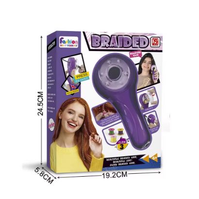 صورة مجموعة تجميل الشعر، ماكينة تجديل، خيوط، أربطة مطاطية